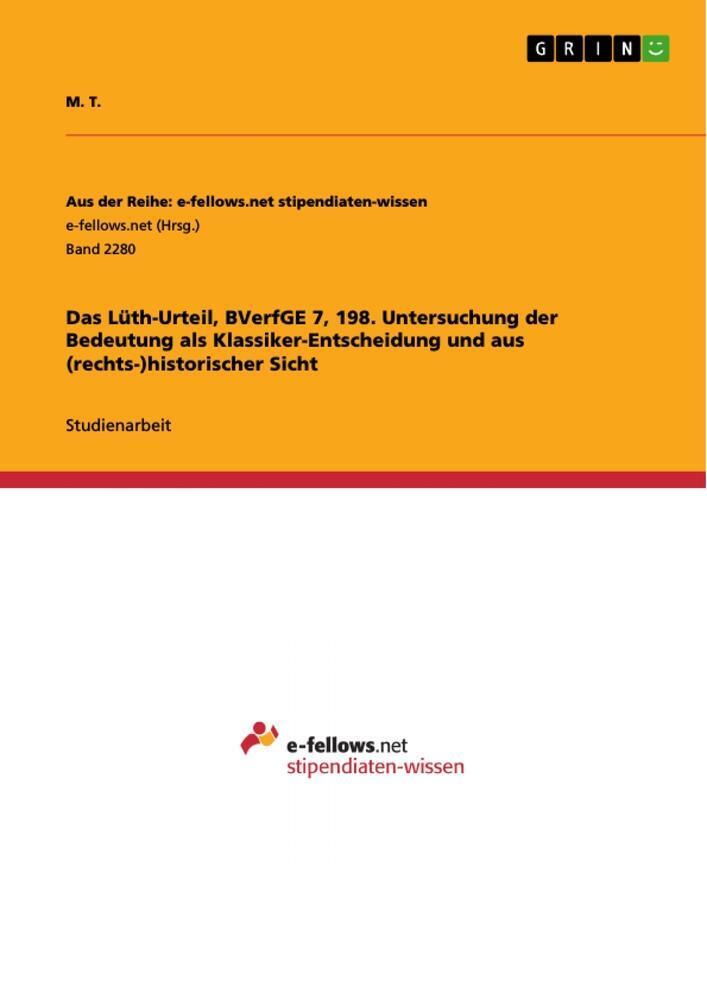 Thumbnail - Das Lüth-urteil, Bverfge 7, 198. Untersuchung Der Bedeutung Als...