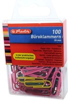 Herlitz® 100 BüRoklammern Kunststoffummantelt Farbig 26Mm HäNgedose 8760811
