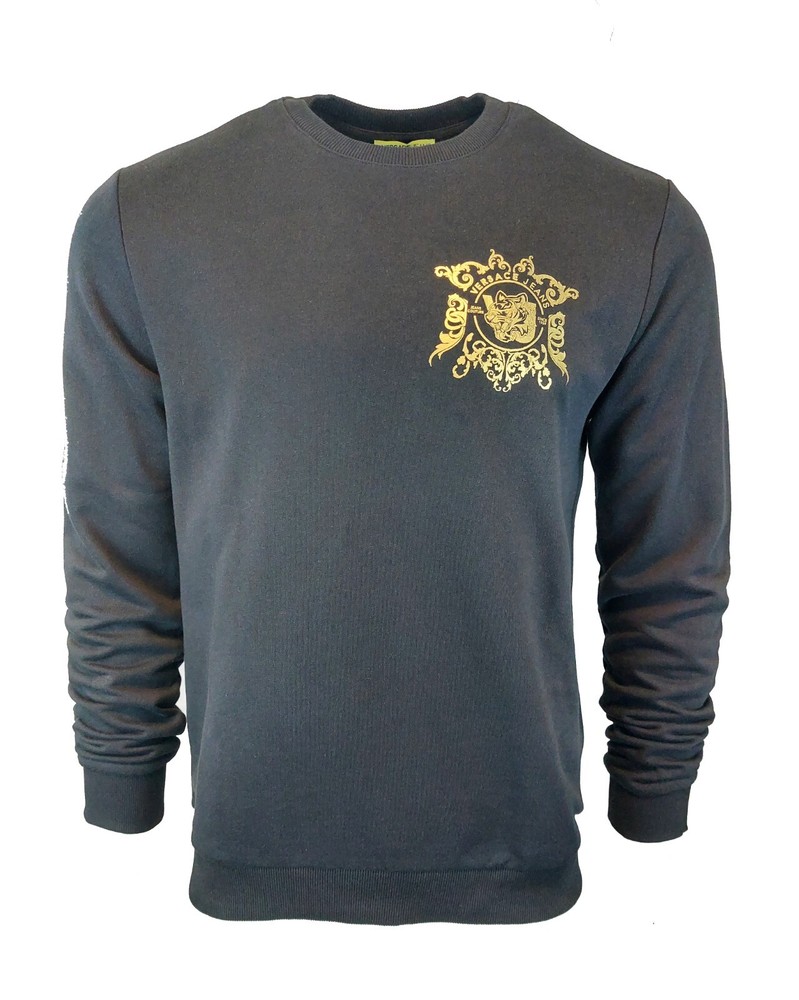 VERSACE JEANS COUTURE SWEATSHIRT GOLD FOIL TIGER CHEST LOGO JUMPER