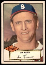 1952 Topps #52 Jim Russell  Brooklyn Dodgers  Black Back VG-VG/EX (TL Corner)