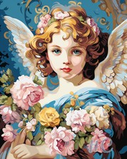 Rose and Angel Design - Printed Needlepoint Canvas