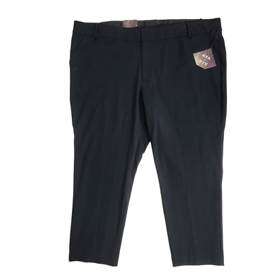 Ava & Viv Womens Dress Pants Plus Size 26W Solid Black Mid Rise Stretch NWT