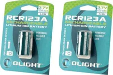 LOT OF 2:  OLIGHT RCR123A 3.7V 650mAh RECHARGEABLE 16340 LITHIUM-ION BATTERY