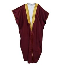 Men's PREMIUM Short Sleeve Arabian Bisht Burgundy Cloak Arab Dress Thobe Isla