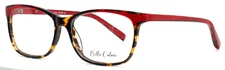 BELLA COLORE 3005 Tortoise Red Womens Semi Cat Eye Eyeglasses 53-15-135 B:38