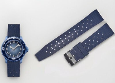 22mm Blue Tropical-Style Rubber Strap for Omega, Blancpain, Rolex & More