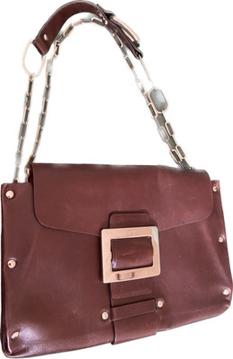 Roger Vivier Vintage Leather Shoulder Bag w Chain & Rivet Details VG Condition