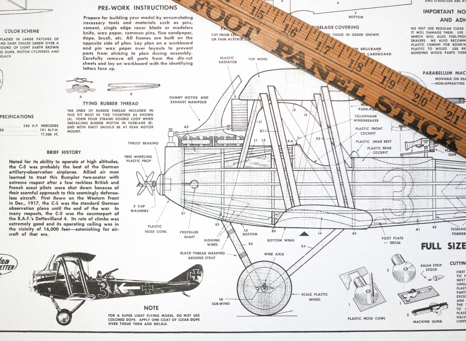 Rumpler Build RUMPLER C-5 Guillow's PLAN + Building Instructions to Build Scale Model ...