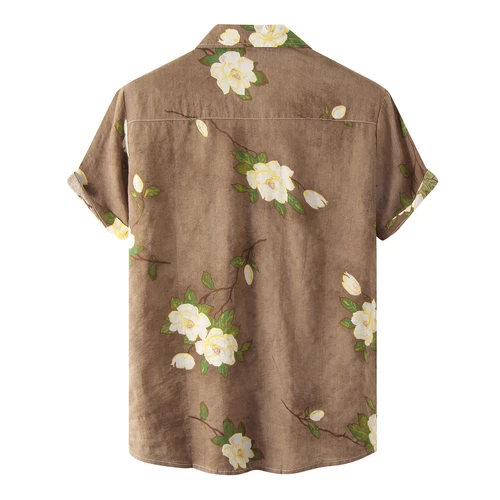 Men's Summer Casual Hawaii Floral Print Shirt Short Sleeve Button Down T Shirt - Picture 9 of 29