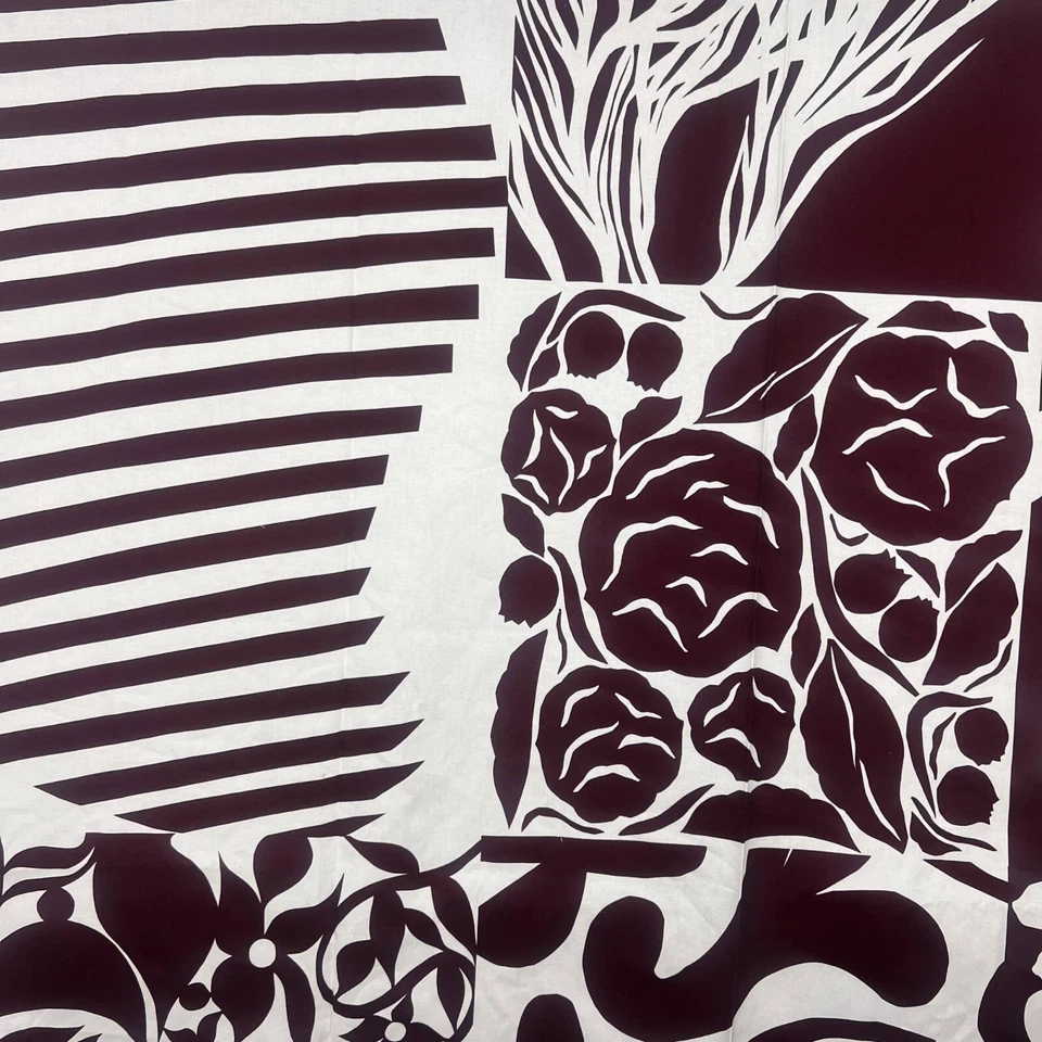 Marimekko Ruudut Ciruela Floral Patchwork 100% Algodón Tela Scandi Pop Art Costura Foto 2 de 4