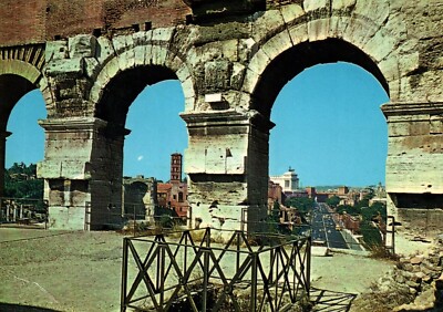 Rome Imperial Forums Street View from the Colosseo  Postcard 6x4 Posted 1967
