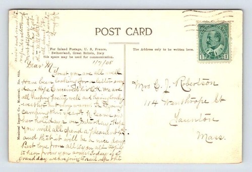 Alberta Canada Banff Hotel From Hoodoos- Litho Postcard 1908 - Picture 2 of 2