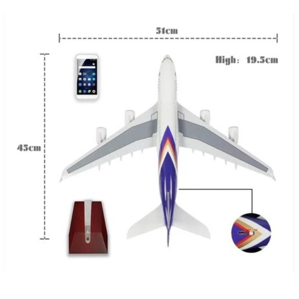 Modelo Thai Airbus Airways A380 Diecast Aircraft Jc Wings 1:60 avión desnudo meta Foto 2 de 4