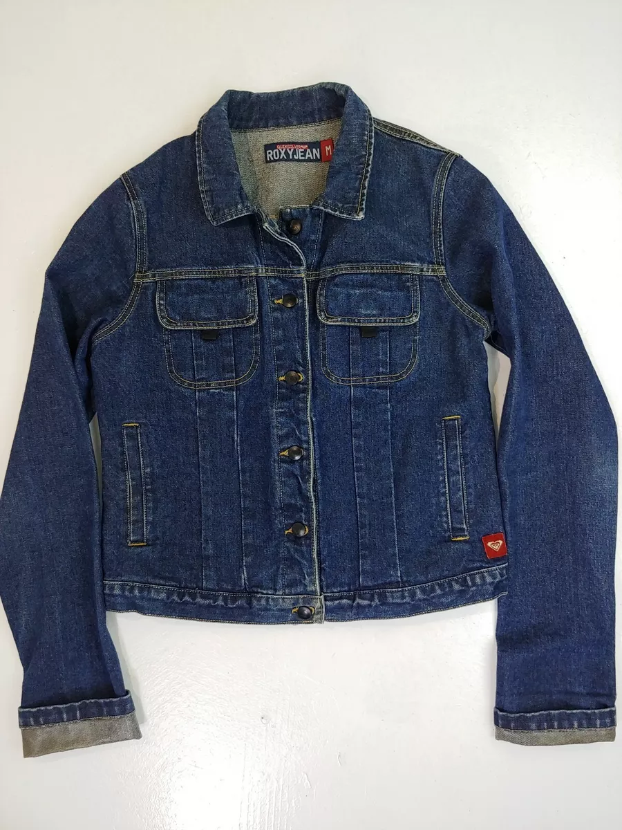 Roxy Jean Jacket Size Medium Quiksilver Long Arm Denim Blue