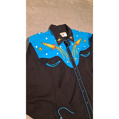 Tru west Rockmount ranch wear pearl snap shirt mens rocket cowboy embroidery 2XL