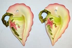 MINTY PAIR Vintage HULL Art Pottery Wall Pocket Woodland W 13- 7 1/2 BEAUTIFUL!
