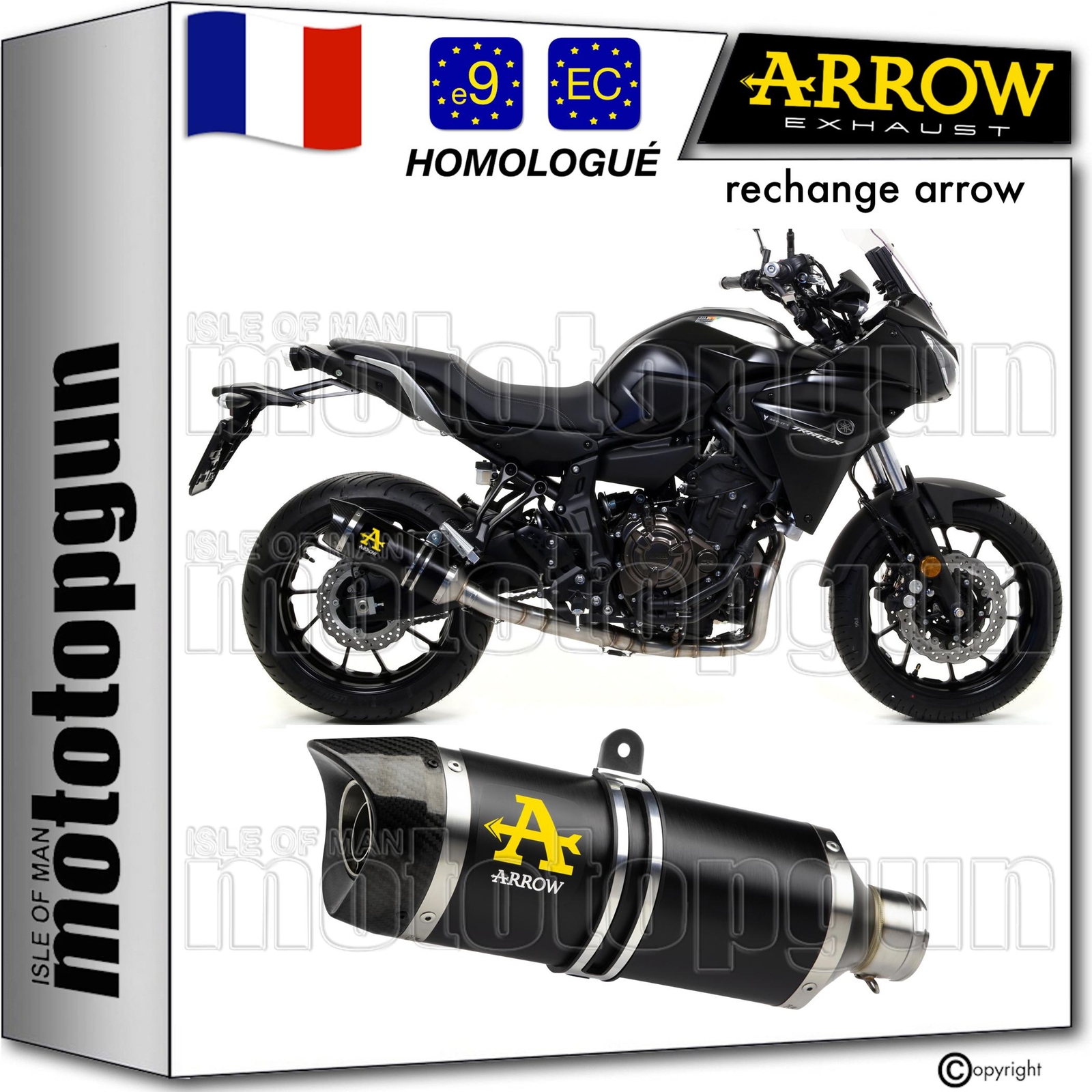 Echappement Arrow Thunder noir moto Yamaha Tracer 700 pour road trip et duo