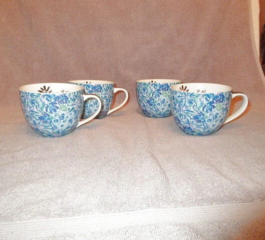 Juego de 4 tazas de café de alto mantenimiento Lilly Pulitzer Beach House Boho Foto 2 de 4