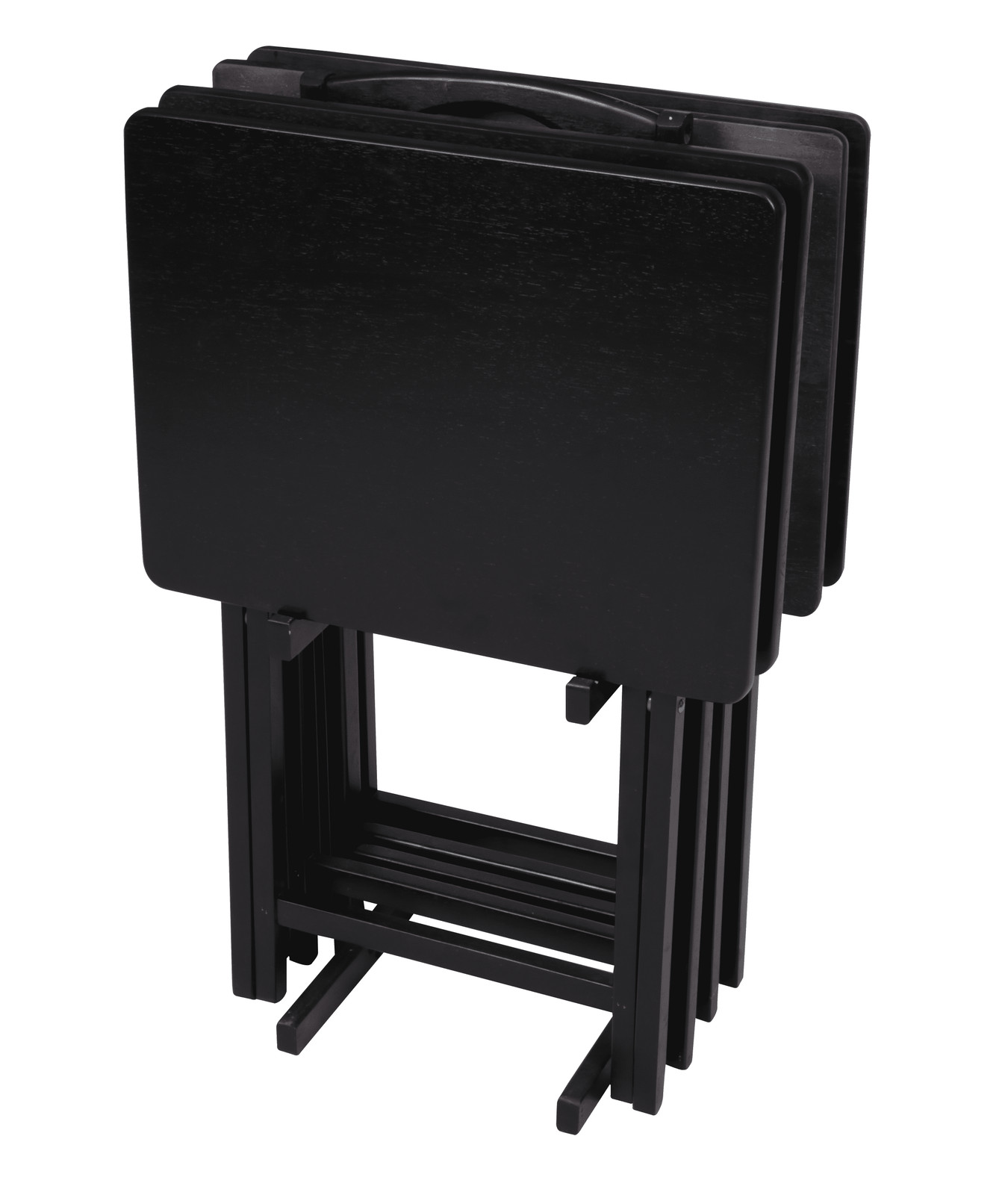 Walnut 5-Piece Folding TV Tray Table Set, 19 x 15 x 26 Inch Heavy Duty Brown