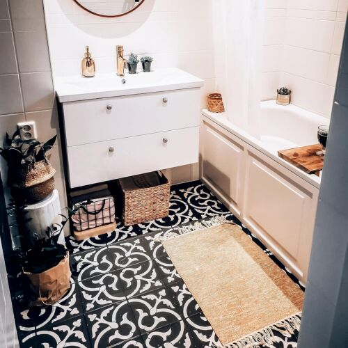 Large 18x18 Mylar Scandinavian Floor Stencil - Versatile Decor for Any Surface - Picture 7 of 11