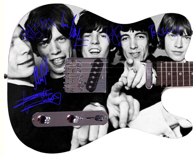 Rolling Stones Autographed Photo Guitar Group