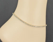 gold anklet crystals stretch ankle bracelet 8.5" stretchy crystal beads bead