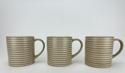 Denby Langley Intro Stripes Sand Set of 3 Mugs