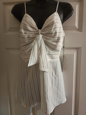 #ad Dora Landa New York Women#x27;s Tank Top Size Extra Small White With Stripes NWT $3.99