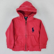 Polo Ralph Lauren Jacket Boys 3T Toddler Faded Red Big Pony Full Zip Hoodie