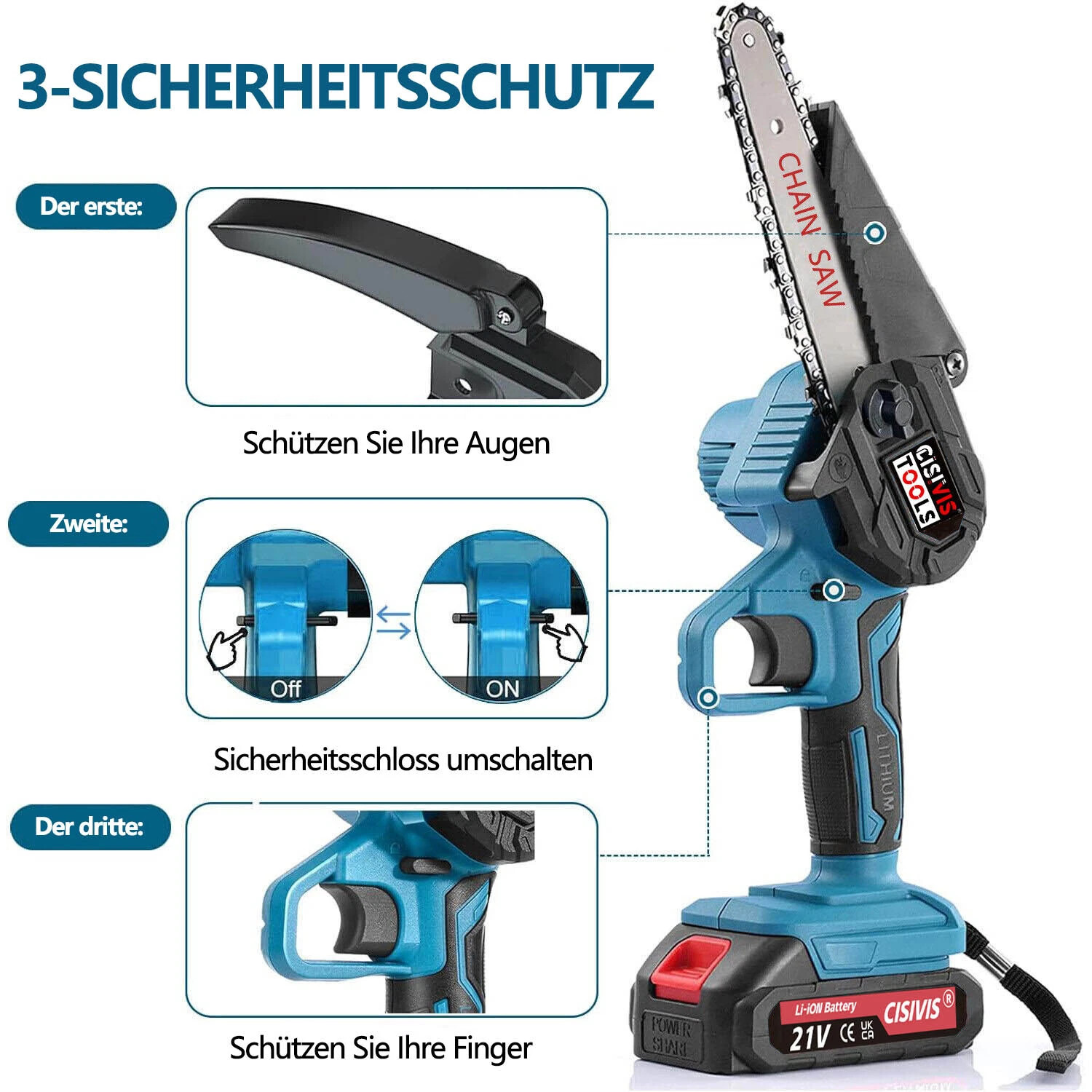 Akku Kettensäge 468 Zoll Mini Elektro Kettensägen Handkettensäge Mit 2 Akku DE