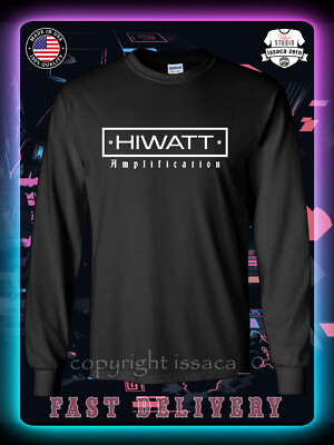 New Tee HIWATT Amplification Logo Men's Long Sleeve American issaca T-Shirt
