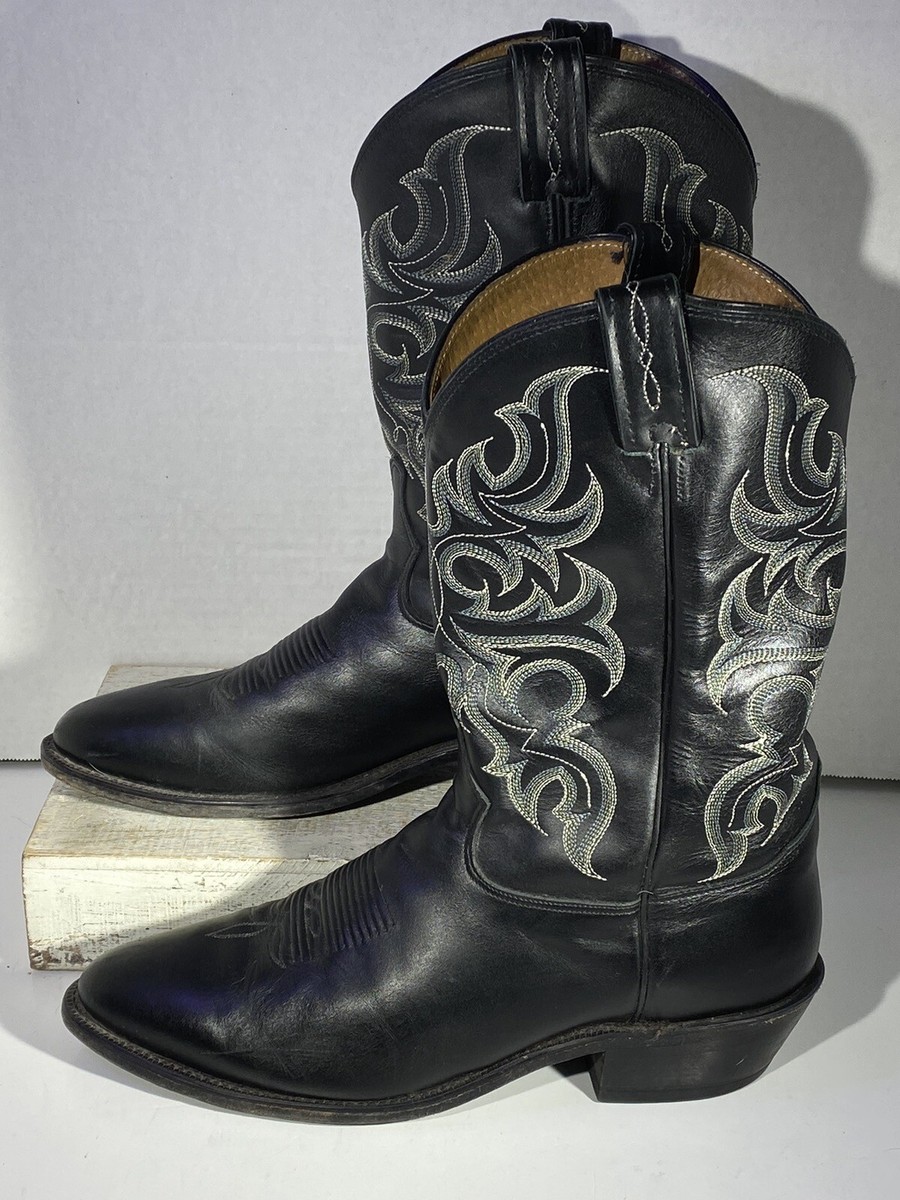Tony Lama CY900 Black Leather Pull On Cowboy Western Boots Size 9.5 Mens Tony Lama Western Cowboy Boots 2022 Black w/Red Stitch Size  main image 4