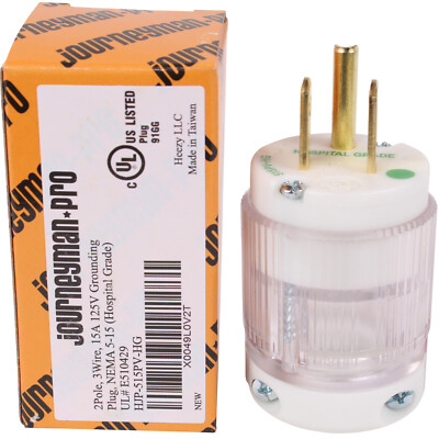 #ad 15A 110V Hospital Grade Male Plug 120 Volt Equipment Power Cord End Repair 5 15P $11.99