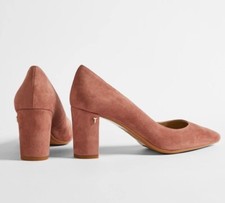 Ted Baker Savana Pink Suede Block Heel Shoes Pumps Size 40.5 NEW 195