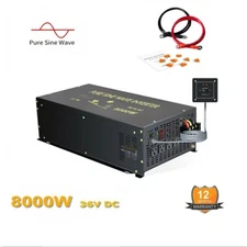 8000W Power Inverter Pure Sine Wave 36V to 110/220V Truck Remote Switch Camp RV