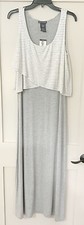 NWT Women’s Chelsea & Theodore Summer Gray White Maxi Dress SZ M Free Shipping 