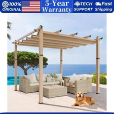 10x10 Ft Pergola Outdoor Pergola with Adjustable Canopy Stable Modern Alumin