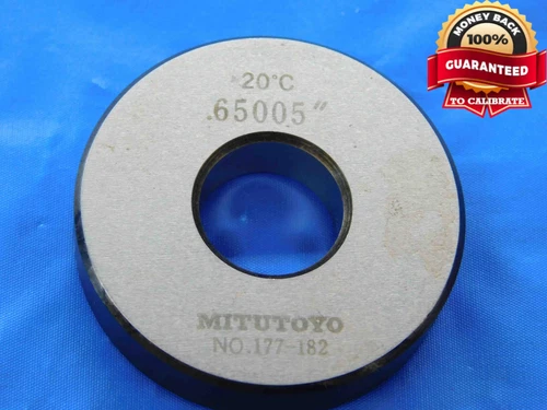 MITUTOYO .65005 MASTER PLAIN BORE RING GAGE .6563 -.0062 21/32 16.511 mm CHECK