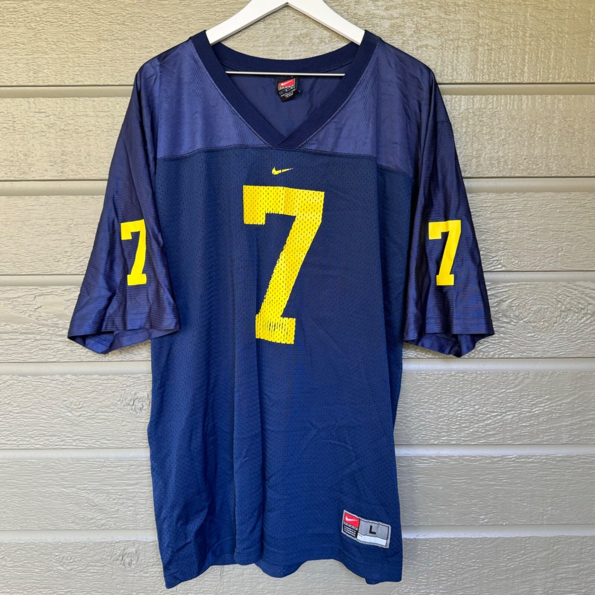 Vintage Nike Team Mesh Football Jersey Navy Blue Yellow #7