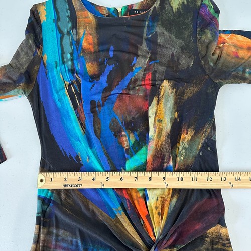 Vestido TED BAKER LONDON PENNII para mujer talla 1 EE. UU. 4 giro abstracto ASO Lucy Coe elegante - Imagen 9 de 11