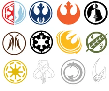 12 High Quality Star Wars Decal logos 2.5" each