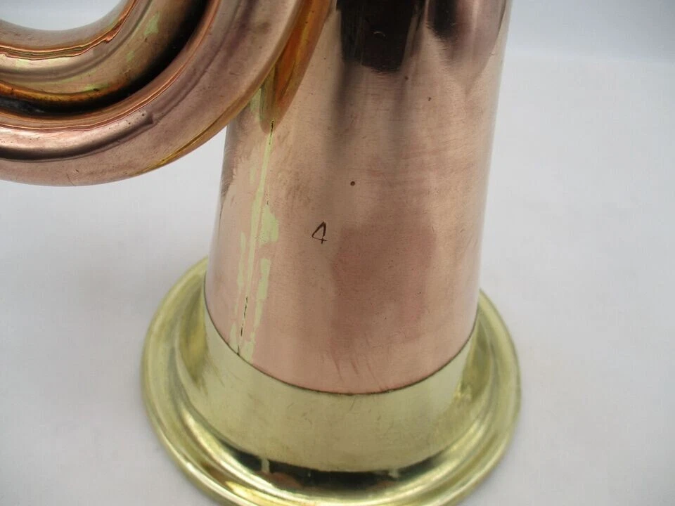 Cuerno musical de caballería militar de EE. UU. corneta hecha en cobre macizo y latón de la era de la Guerra Civil Foto 2 de 3