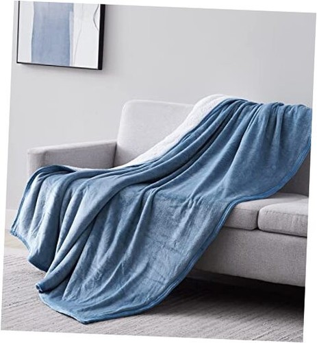 Luxurious Sherpa Fleece Blanket – Reversible Throw Blanket for 98 x 98 Blue