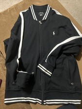 Polo by Ralph Lauren Track Jacket Full Zip Men's Medium Black White Vintage