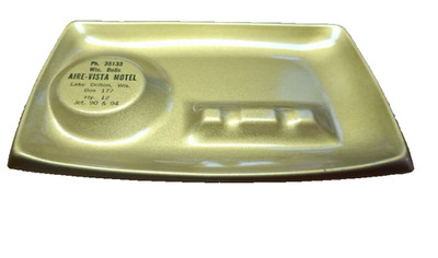 Vintage MCM Aire-Vista Motel Lake Delton Wis. Gold Tin Ashtray Unused