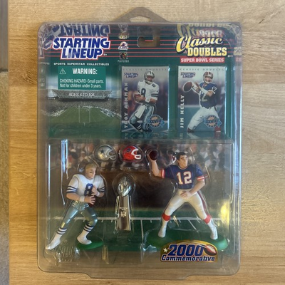 #ad TROY AIKMAN amp; JIM KELLY NFL STARTING LINEUP CLASSIC DOUBLE 2000 SERIES w CASE $45.00