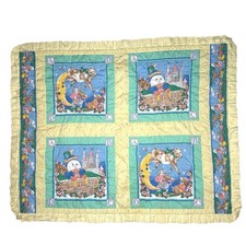 Vintage Mother Goose Rymes Nursery Baby Quilt Crib Blanket Throw 43 x 34 Humpty