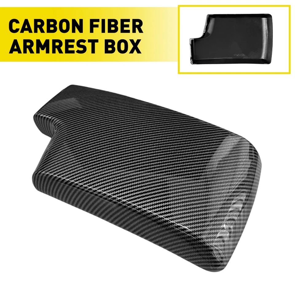 For BMW 3 E90 E91 E92 E93 Carbon Fiber Effect Interior Console Armrest Lid Cover - Imagem 2 de 4