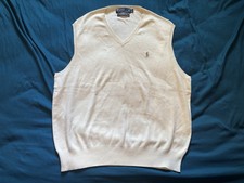 Polo By Ralph Lauren Sweater Vest Mens XL Off White Pima Cotton V-Neck Pony Logo