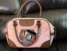 Sherpa's Trading  Tote Around Town  Small Pet Travel Carrier Pink Brown Leather